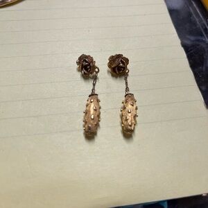 Vintage Pair of Gold-Tone Rose Drop Earrings